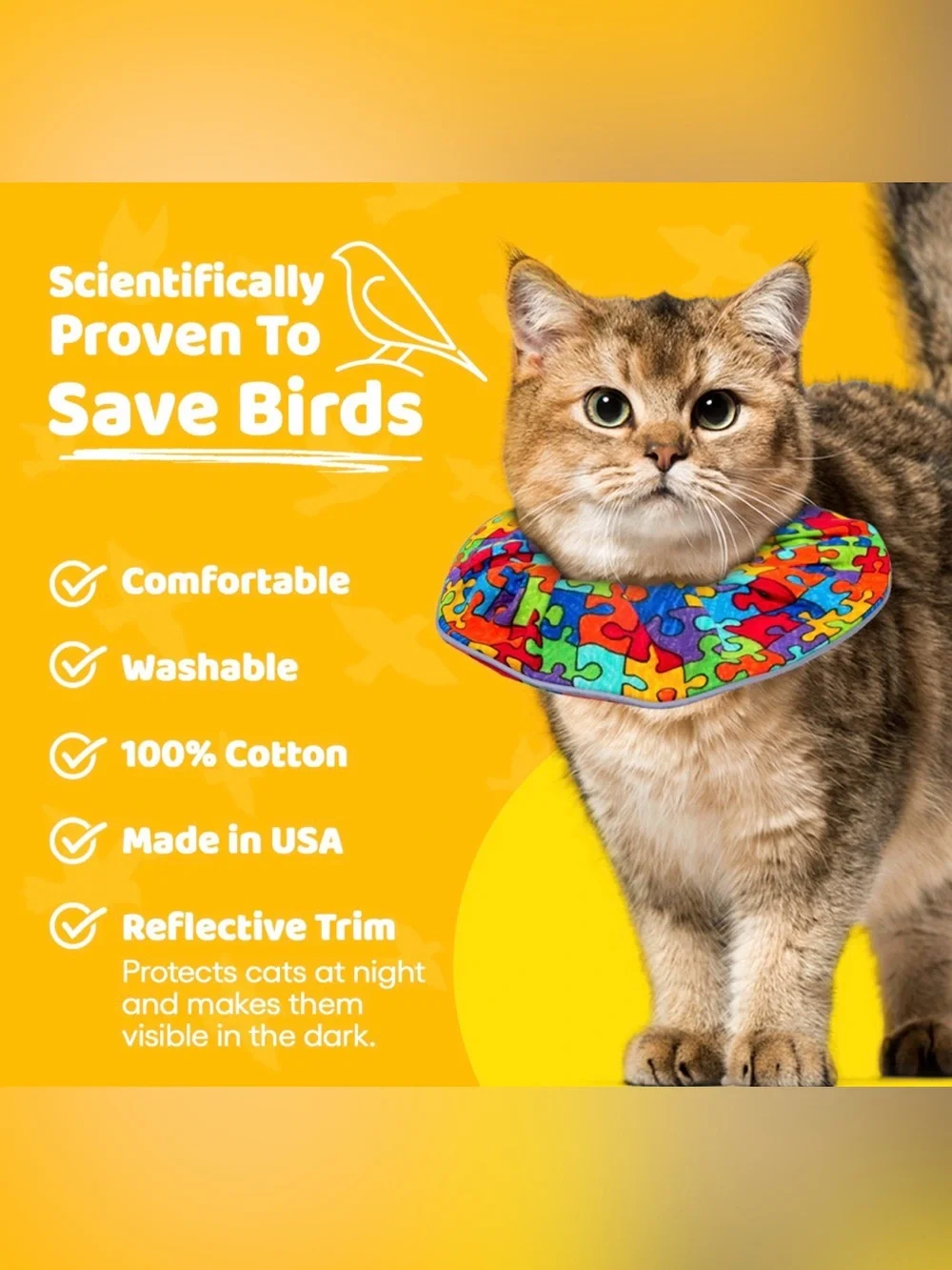 Cat collar cover birdsbesafe and breakaway collar, set of 4